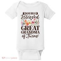 Double Blessed Great Grandma Of Twins Funny Twin Baby Bodysuit thumb 0