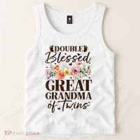 Double Blessed Great Grandma Of Twins Funny Twin Tank Top thumb 2