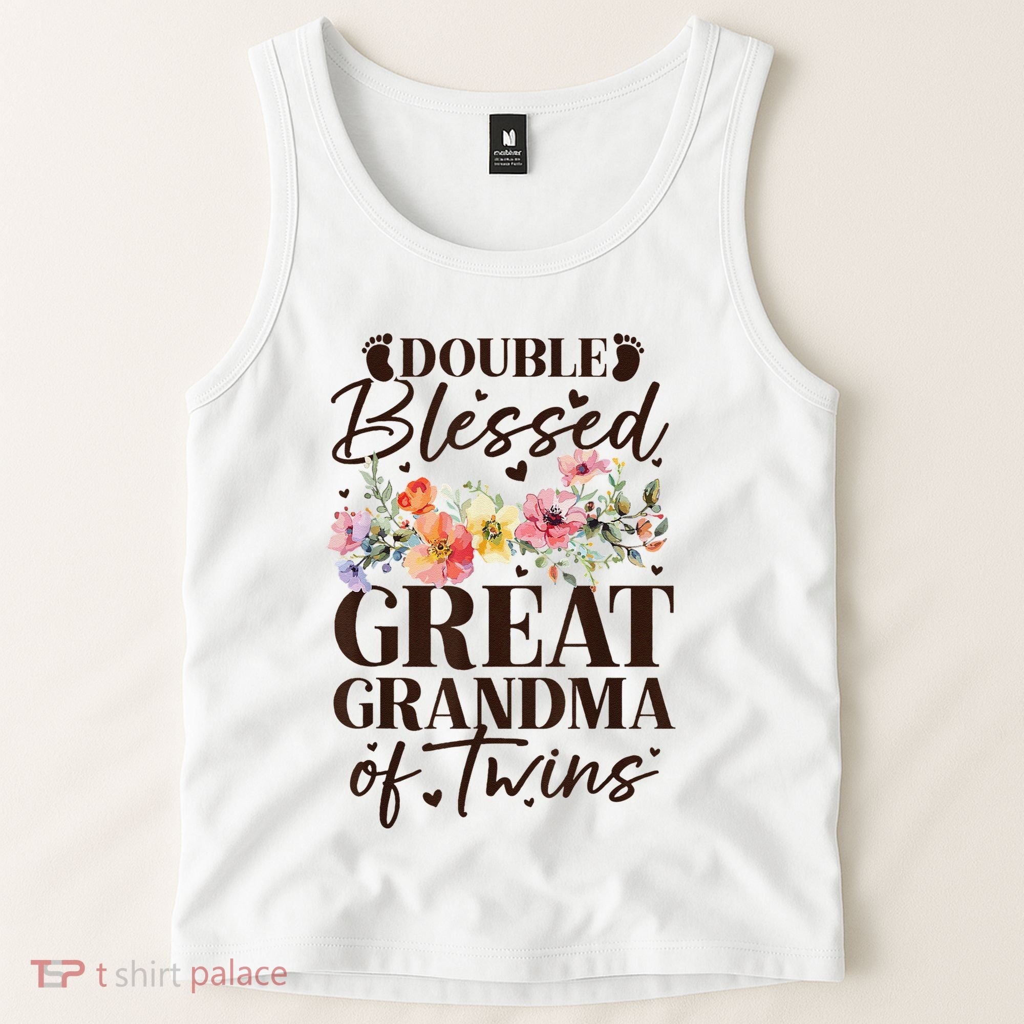 Double Blessed Great Grandma Of Twins Funny Twin Tank Top