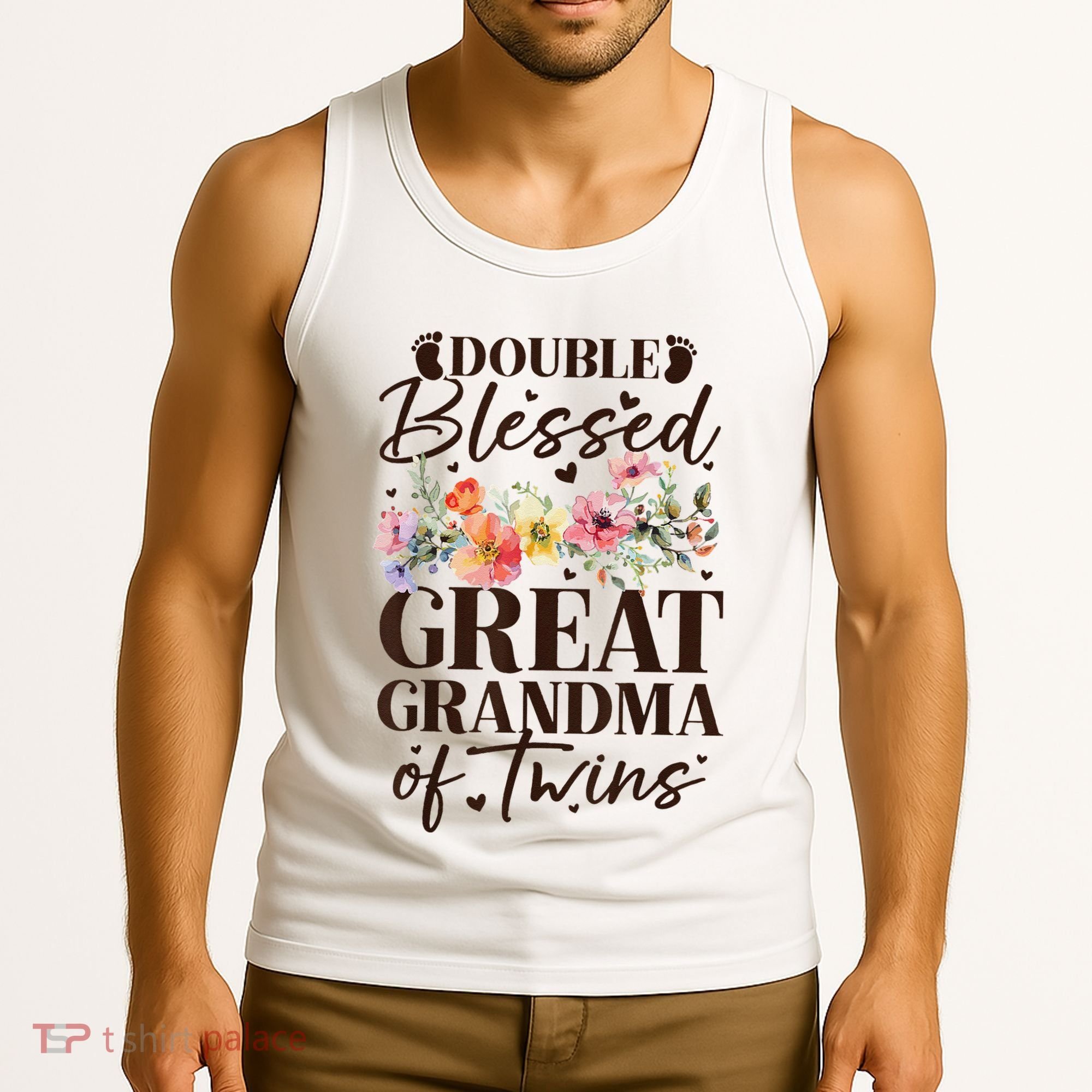 Double Blessed Great Grandma Of Twins Funny Twin Tank Top