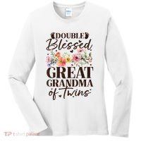 Double Blessed Great Grandma Of Twins Funny Twin Women's Long Sleeve Shirt thumb 0
