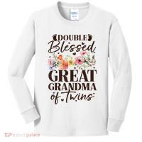 Double Blessed Great Grandma Of Twins Funny Twin Kids Long Sleeve Shirt thumb 0