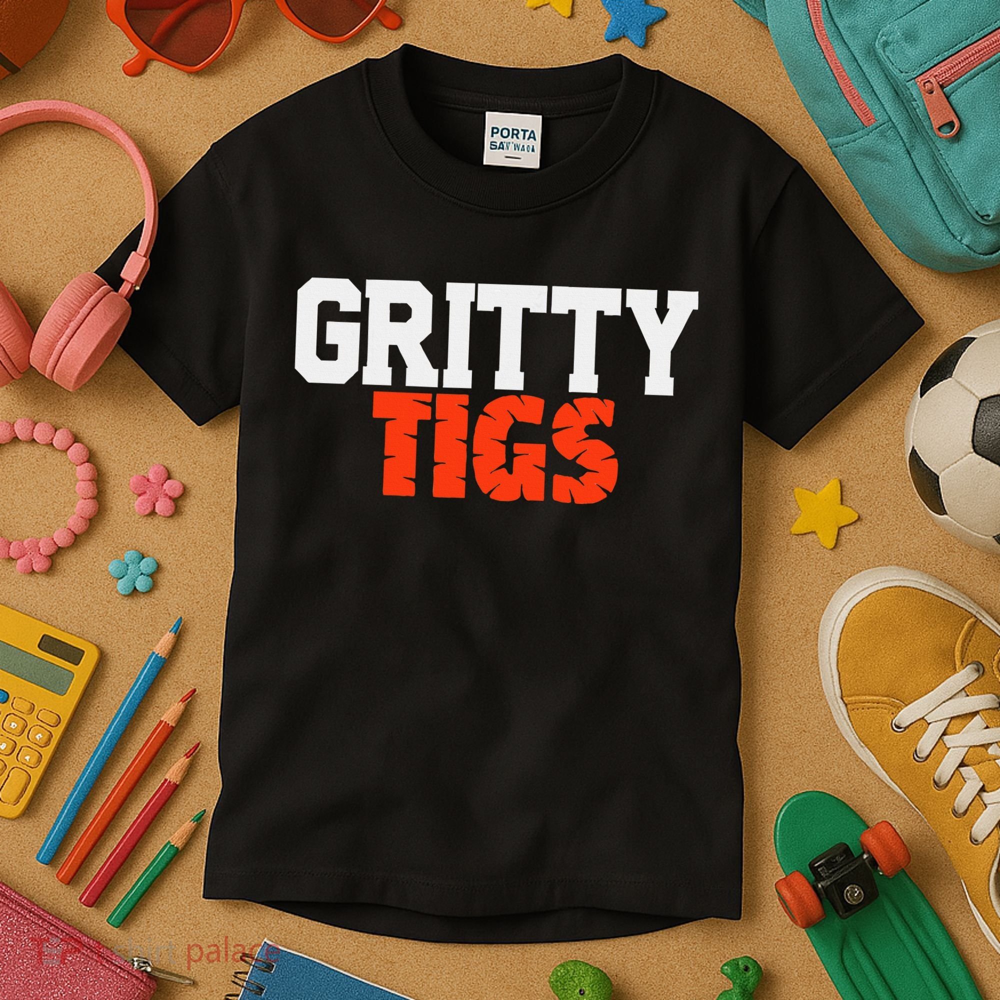 Detroit Baseball Gritty Tigs Kids T-Shirt