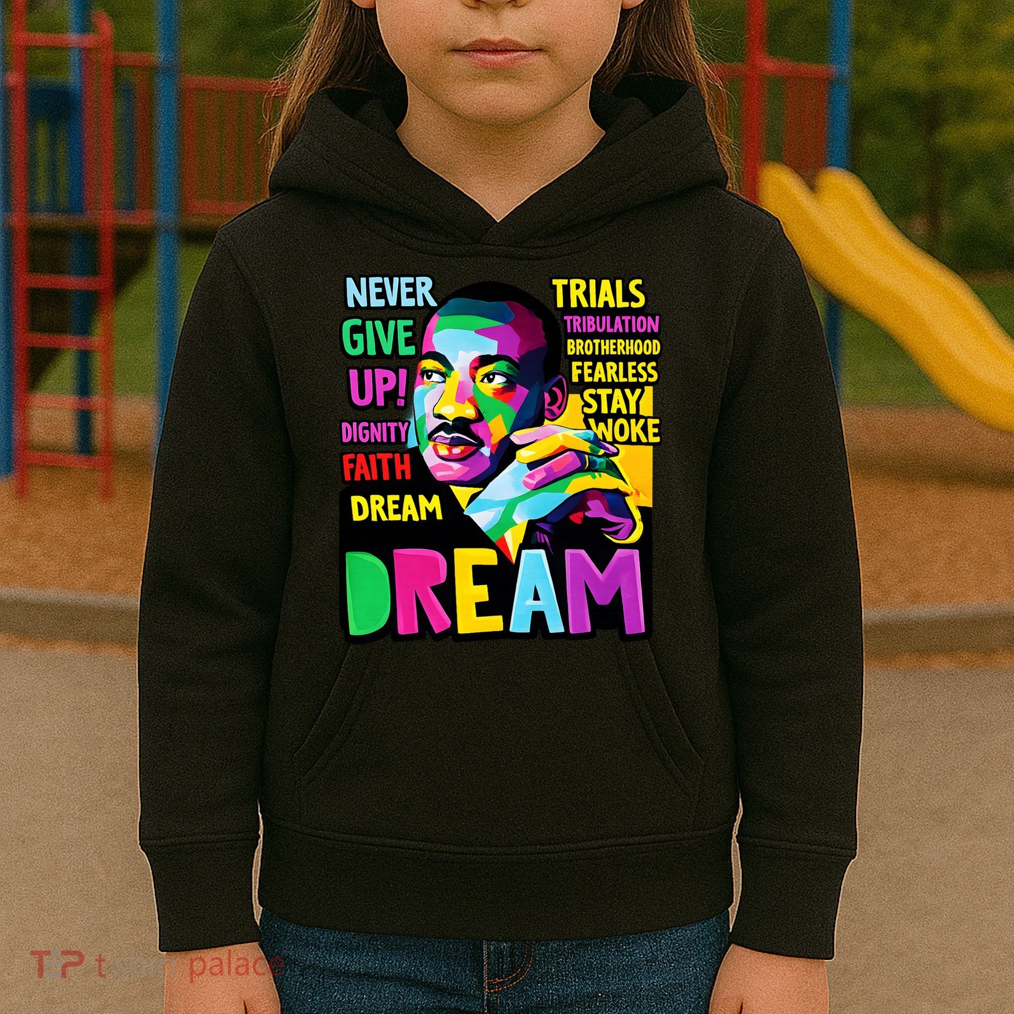 Dream Black History Month Martin Luther King Day Kids Hoodie