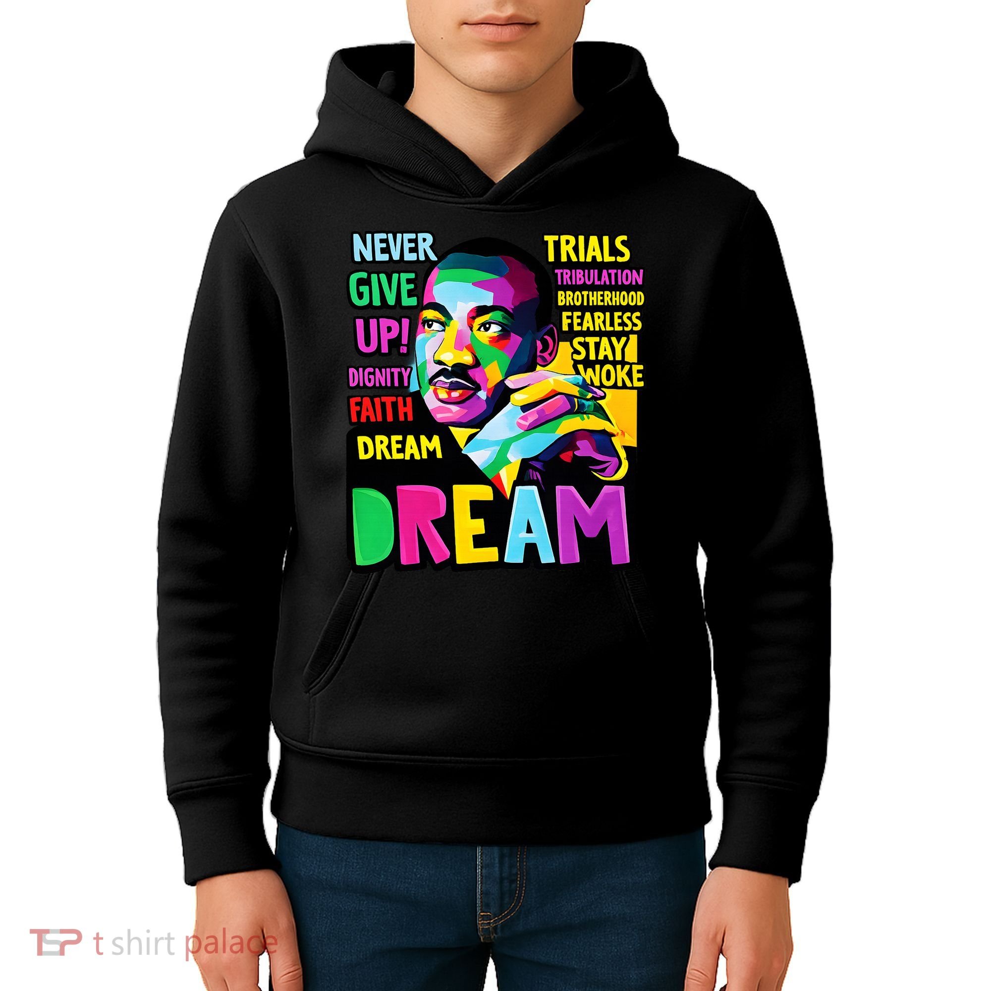 Dream Black History Month Martin Luther King Day Kids Hoodie