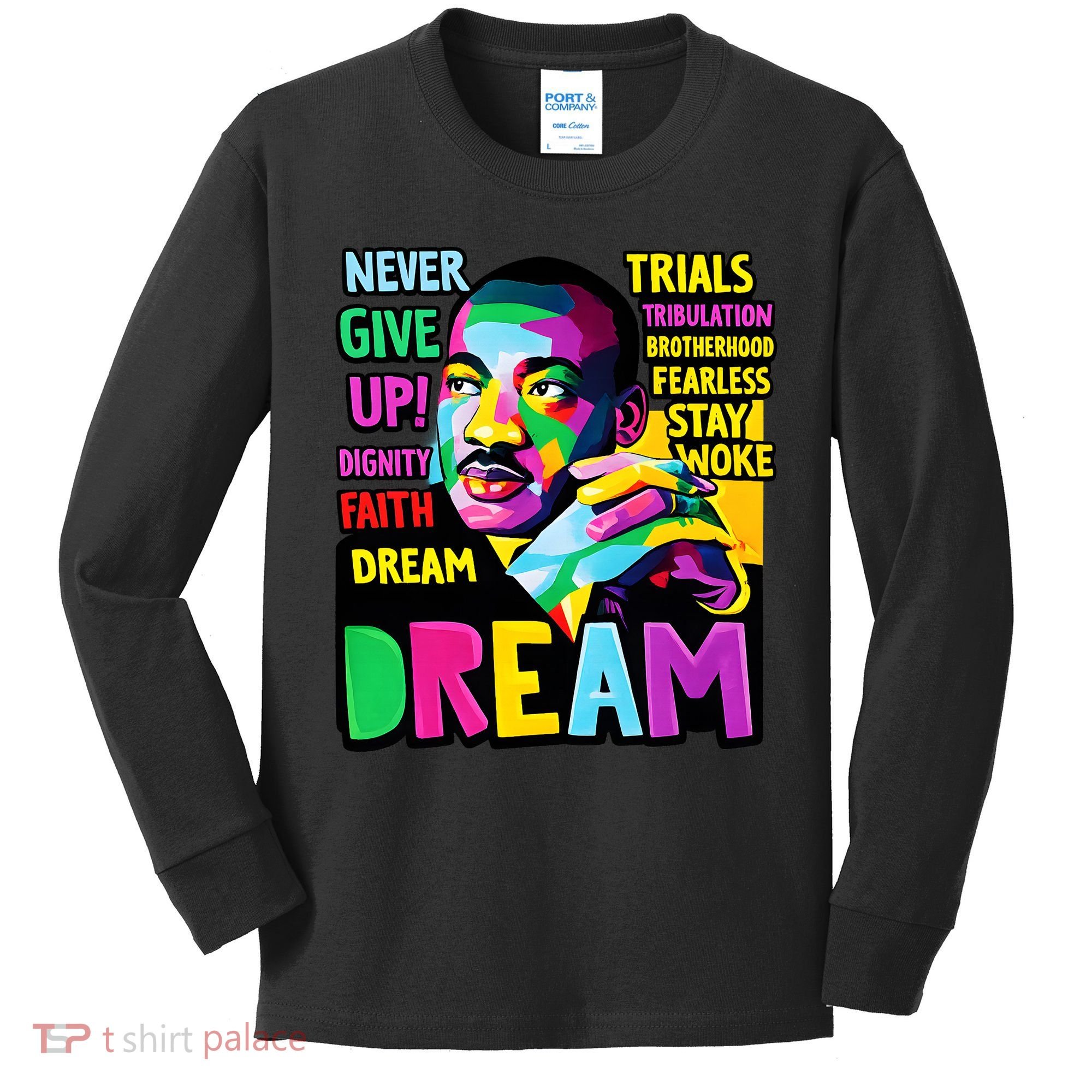 Dream Black History Month Martin Luther King Day Kids Long Sleeve Shirt