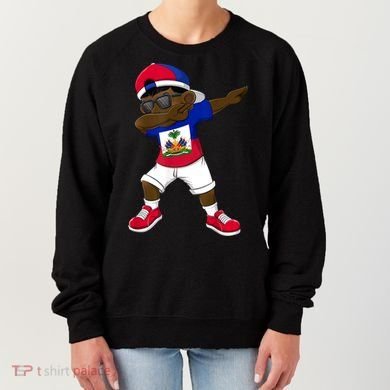 Dabbing Boy Haitian Haiti Flag Kid Dab Dance Women's Sweatshirt
