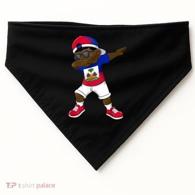 Dabbing Boy Haitian Haiti Flag Kid Dab Dance USA-Made Doggie Bandana