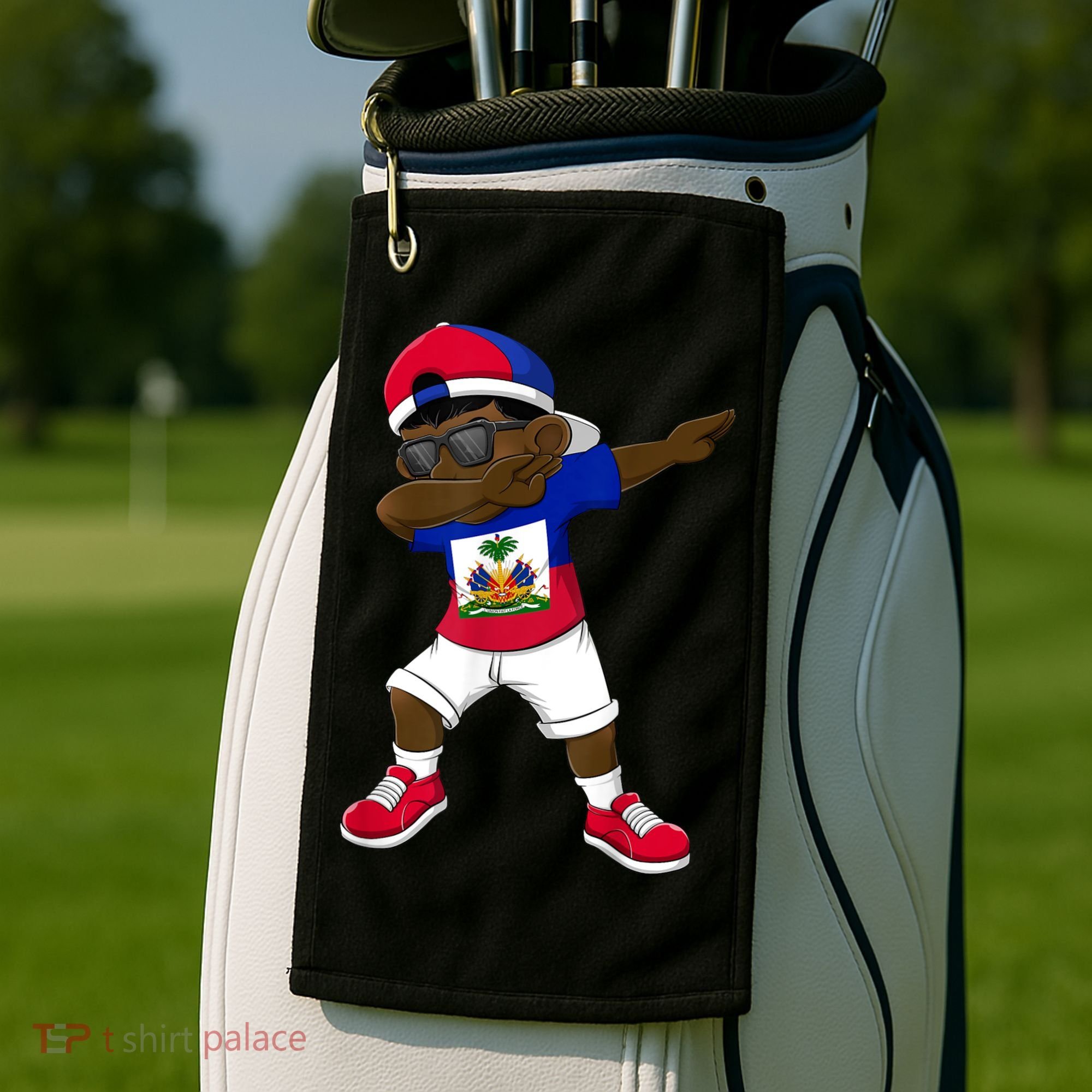 Dabbing Boy Haitian Haiti Flag Kid Dab Dance Golf Towel