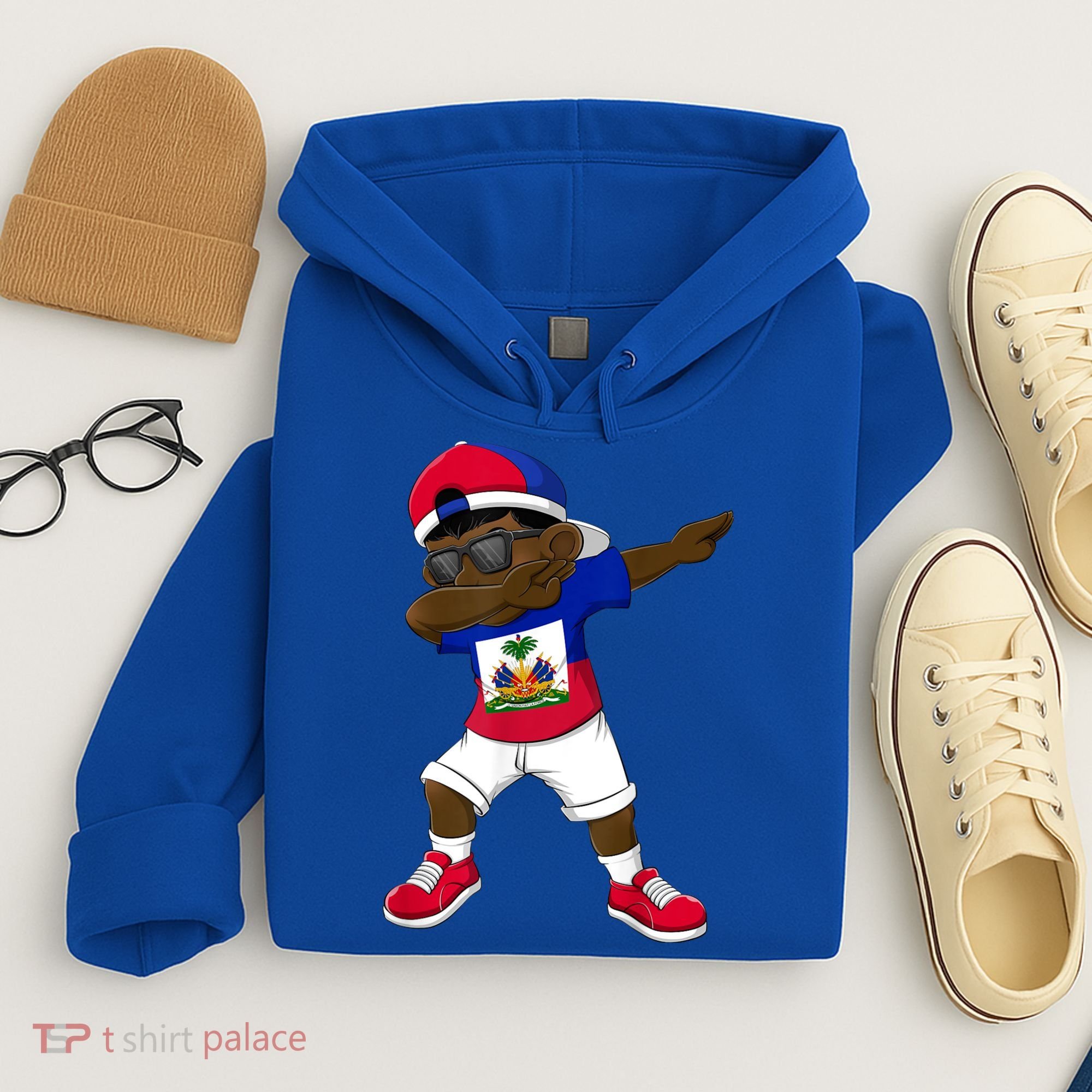 Dabbing Boy Haitian Haiti Flag Kid Dab Dance Hoodie