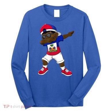 Dabbing Boy Haitian Haiti Flag Kid Dab Dance Long Sleeve Shirt