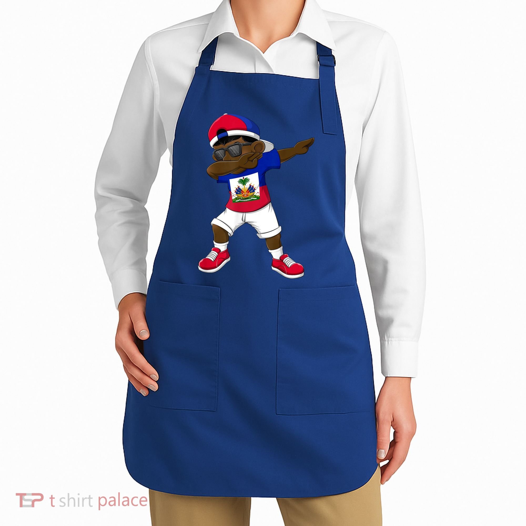 Dabbing Boy Haitian Haiti Flag Kid Dab Dance Apron