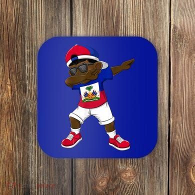 Dabbing Boy Haitian Haiti Flag Kid Dab Dance Coaster