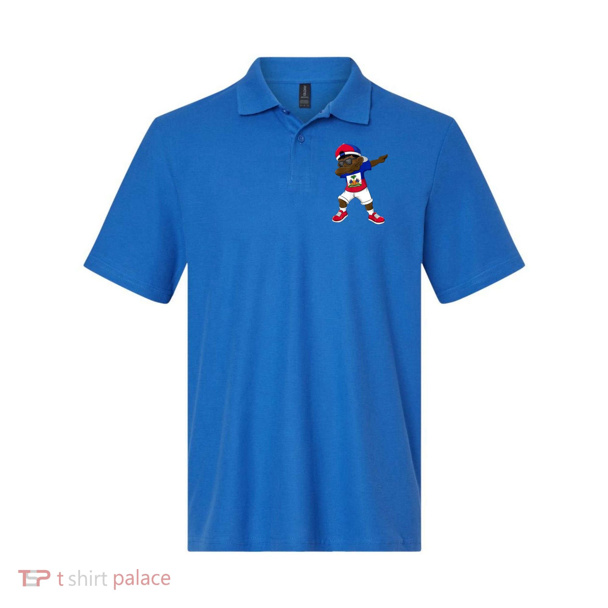Dabbing Boy Haitian Haiti Flag Kid Dab Dance Polo