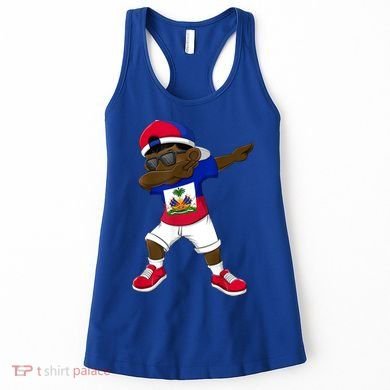 Dabbing Boy Haitian Haiti Flag Kid Dab Dance Women's Tank Top