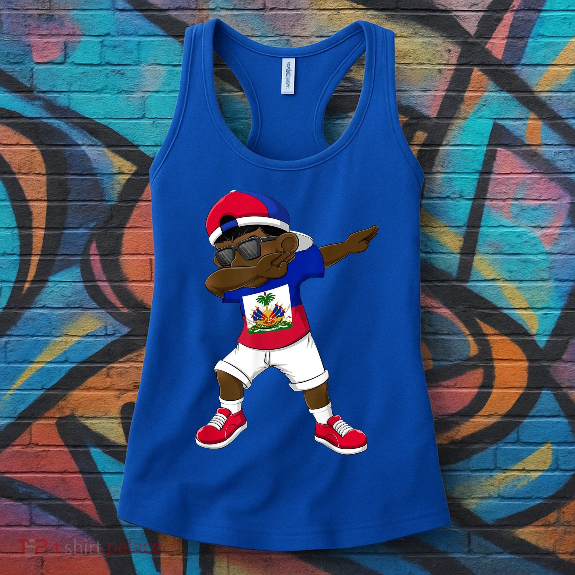 Dabbing Boy Haitian Haiti Flag Kid Dab Dance Women's Tank Top