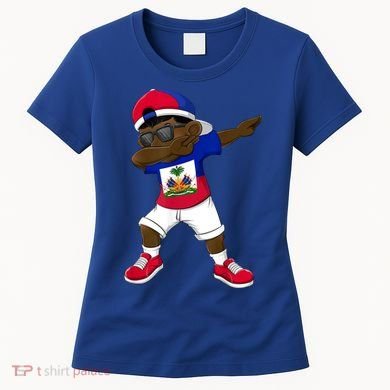 Dabbing Boy Haitian Haiti Flag Kid Dab Dance Women's T-Shirt