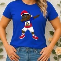 Dabbing Boy Haitian Haiti Flag Kid Dab Dance Women's T-Shirt thumb 2