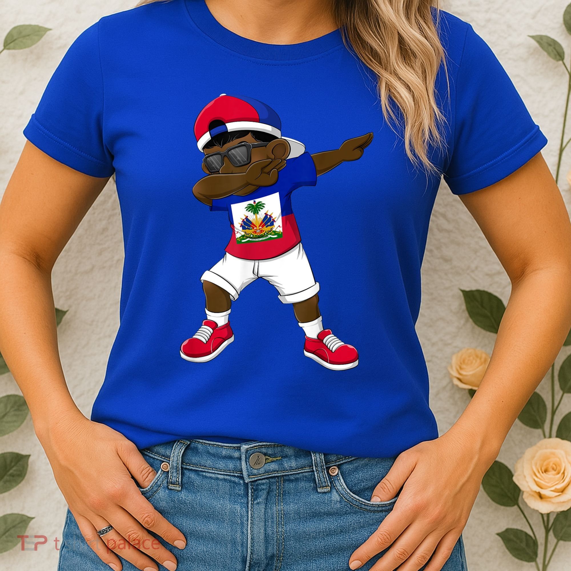 Dabbing Boy Haitian Haiti Flag Kid Dab Dance Women's T-Shirt