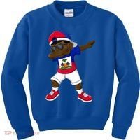 Dabbing Boy Haitian Haiti Flag Kid Dab Dance Kids Sweatshirt thumb 0