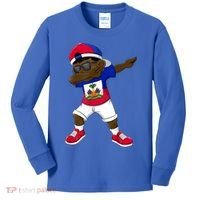 Dabbing Boy Haitian Haiti Flag Kid Dab Dance Kids Long Sleeve Shirt thumb 0