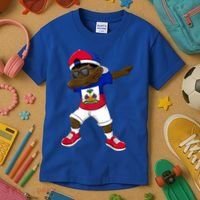 Dabbing Boy Haitian Haiti Flag Kid Dab Dance Kids T-Shirt thumb 3