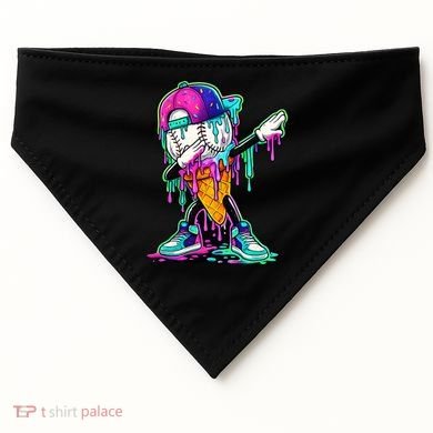Dripping Baseball Ice Cream Drip Cone USA-Made Doggie Bandana