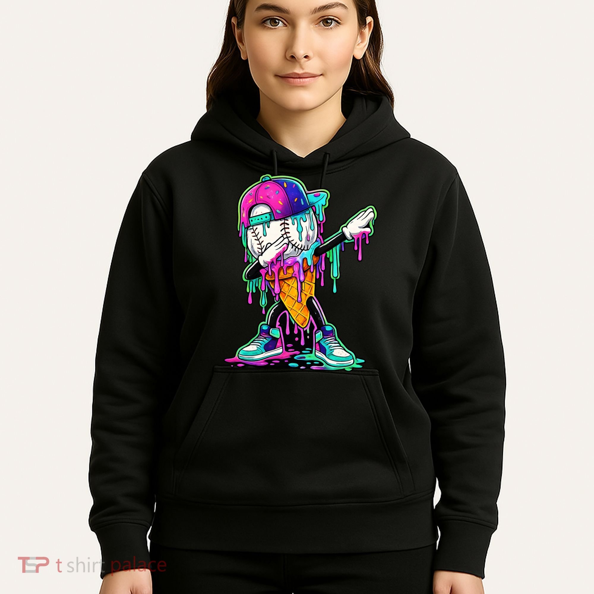 Dripping Baseball Ice Cream Drip Cone Hoodie