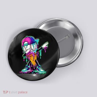 Dripping Baseball Ice Cream Drip Cone Button