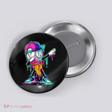 Dripping Baseball Ice Cream Drip Cone Button