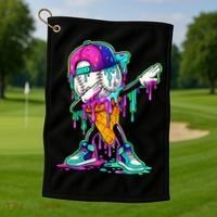 Dripping Baseball Ice Cream Drip Cone Golf Towel thumb 1