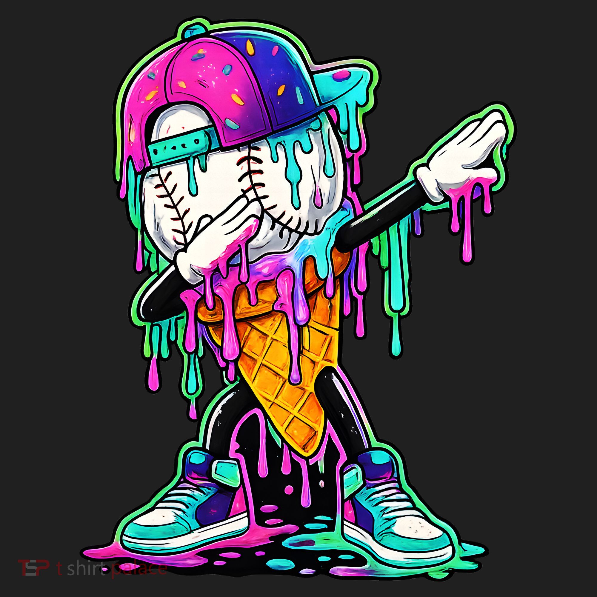 Dripping Baseball Ice Cream Drip Cone Golf Towel
