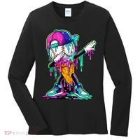 Dripping Baseball Ice Cream Drip Cone Women's Long Sleeve Shirt thumb 0
