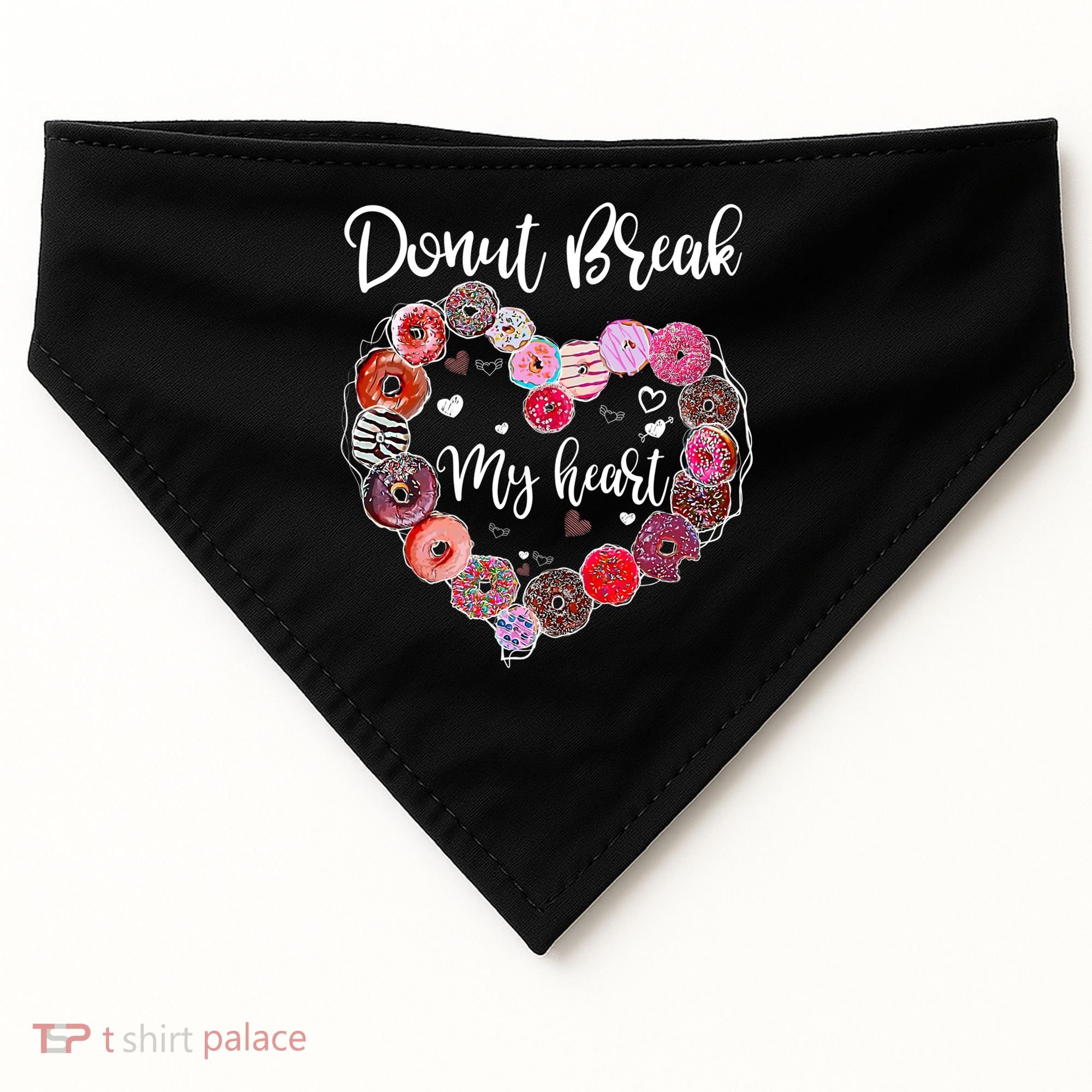 Donut Break My Heart Valentine's Day And For Donuts Great Gift USA-Made Doggie Bandana