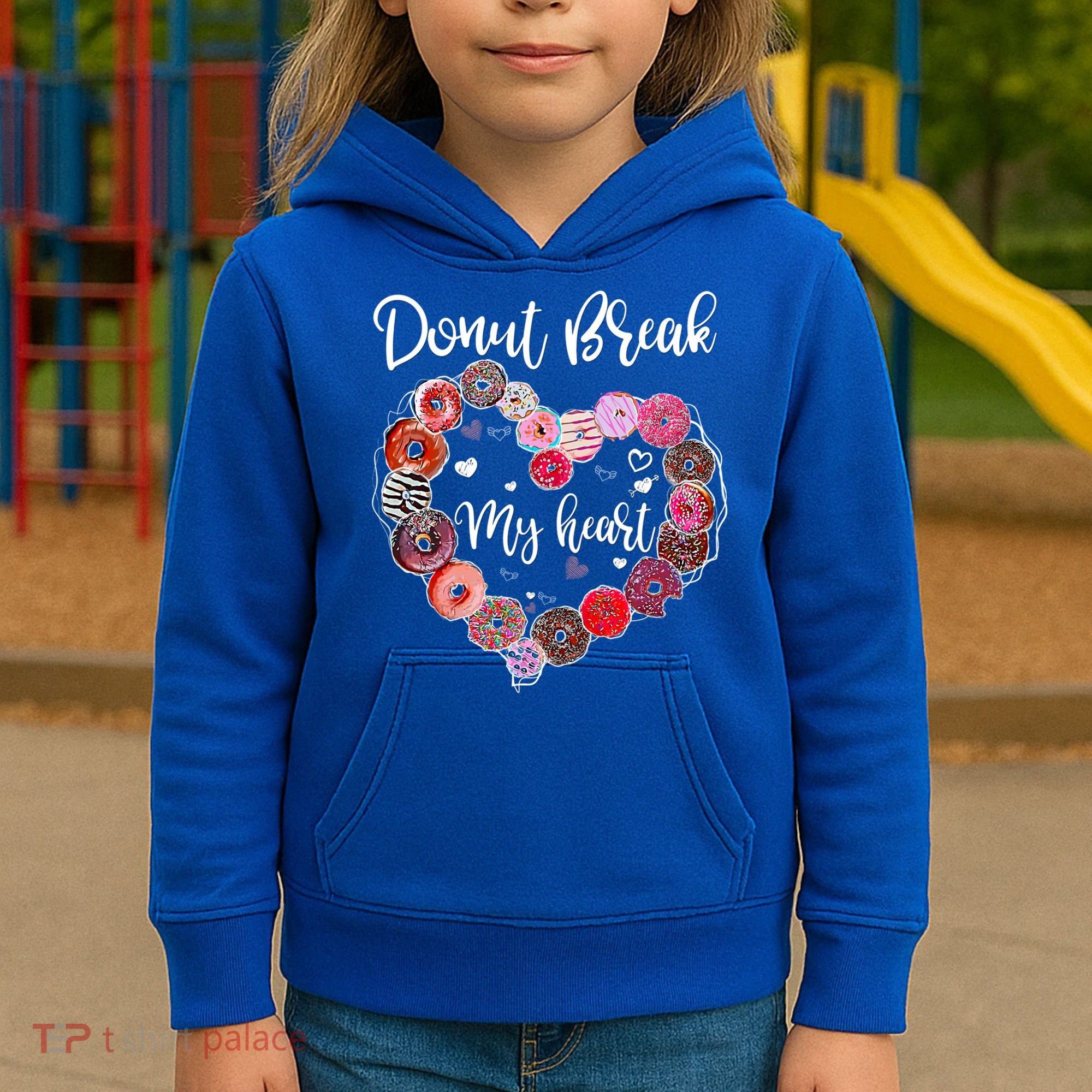 Donut Break My Heart Valentine's Day And For Donuts Great Gift Kids Hoodie