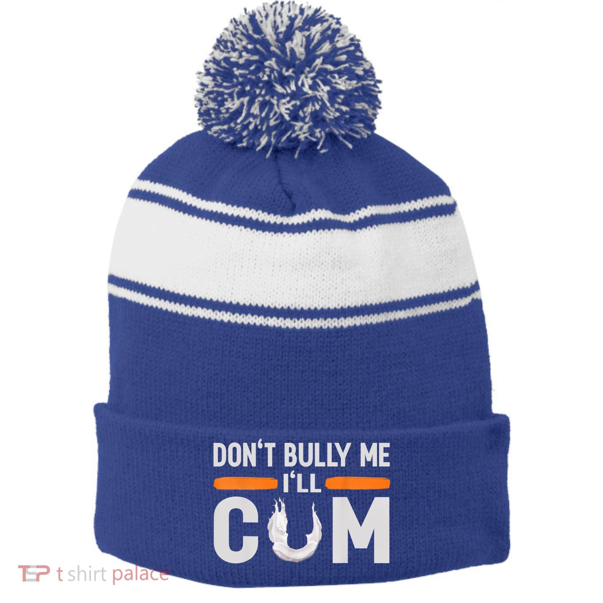 Don't Bully Me I'll Come, Dont Bully Me Ill Come Stripe Pom Pom Beanie