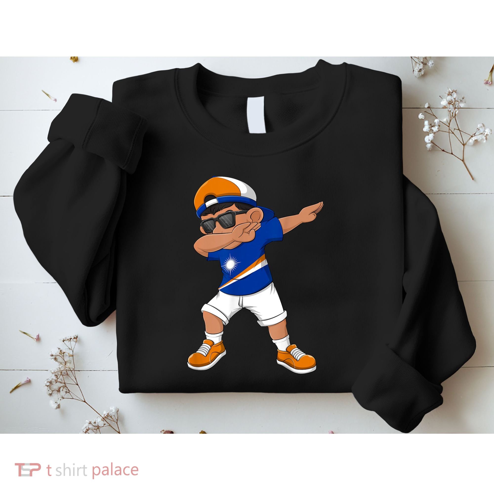 Dabbing Boy Marshall Islands Flag Dab Dance Sweatshirt