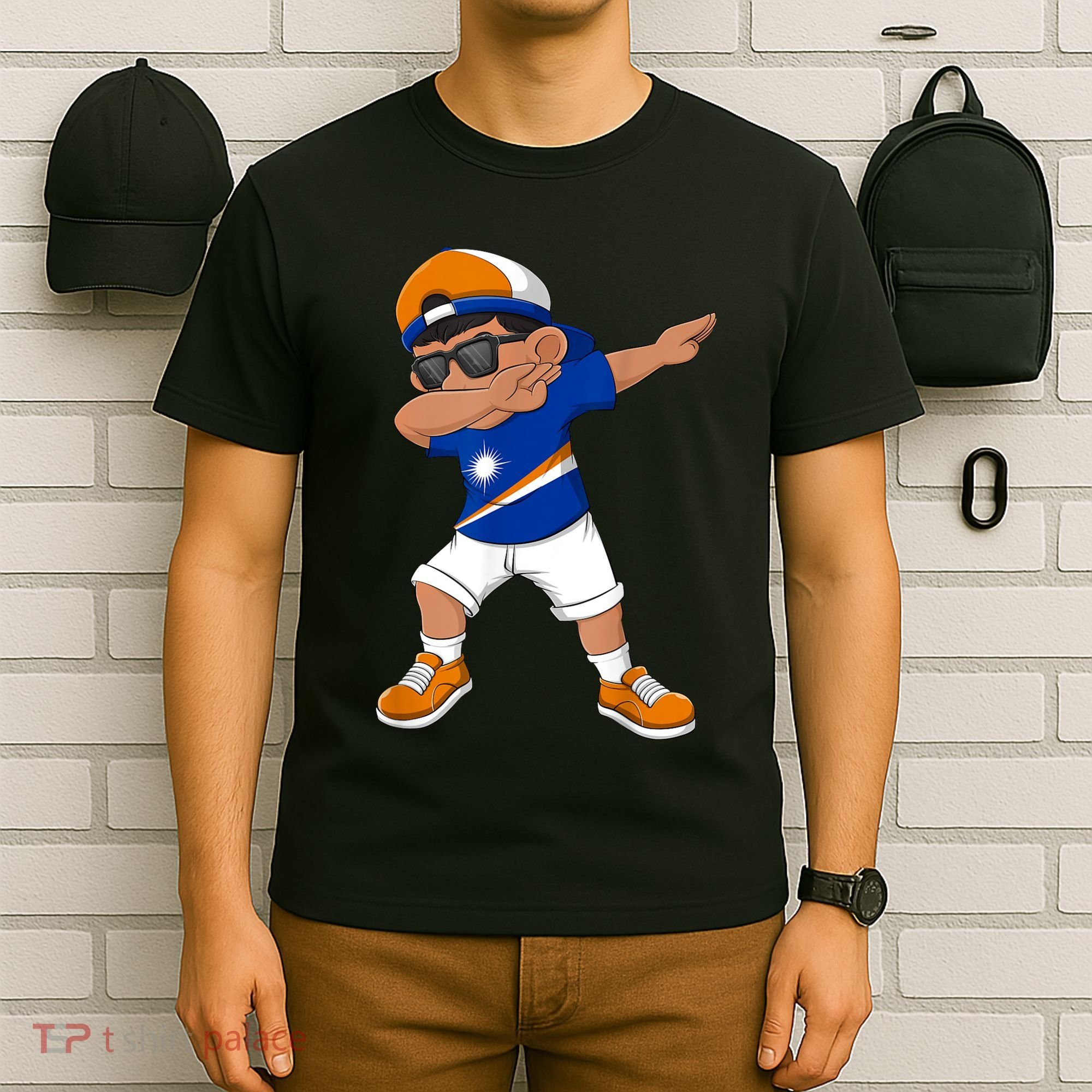 Dabbing Boy Marshall Islands Flag Dab Dance T-Shirt