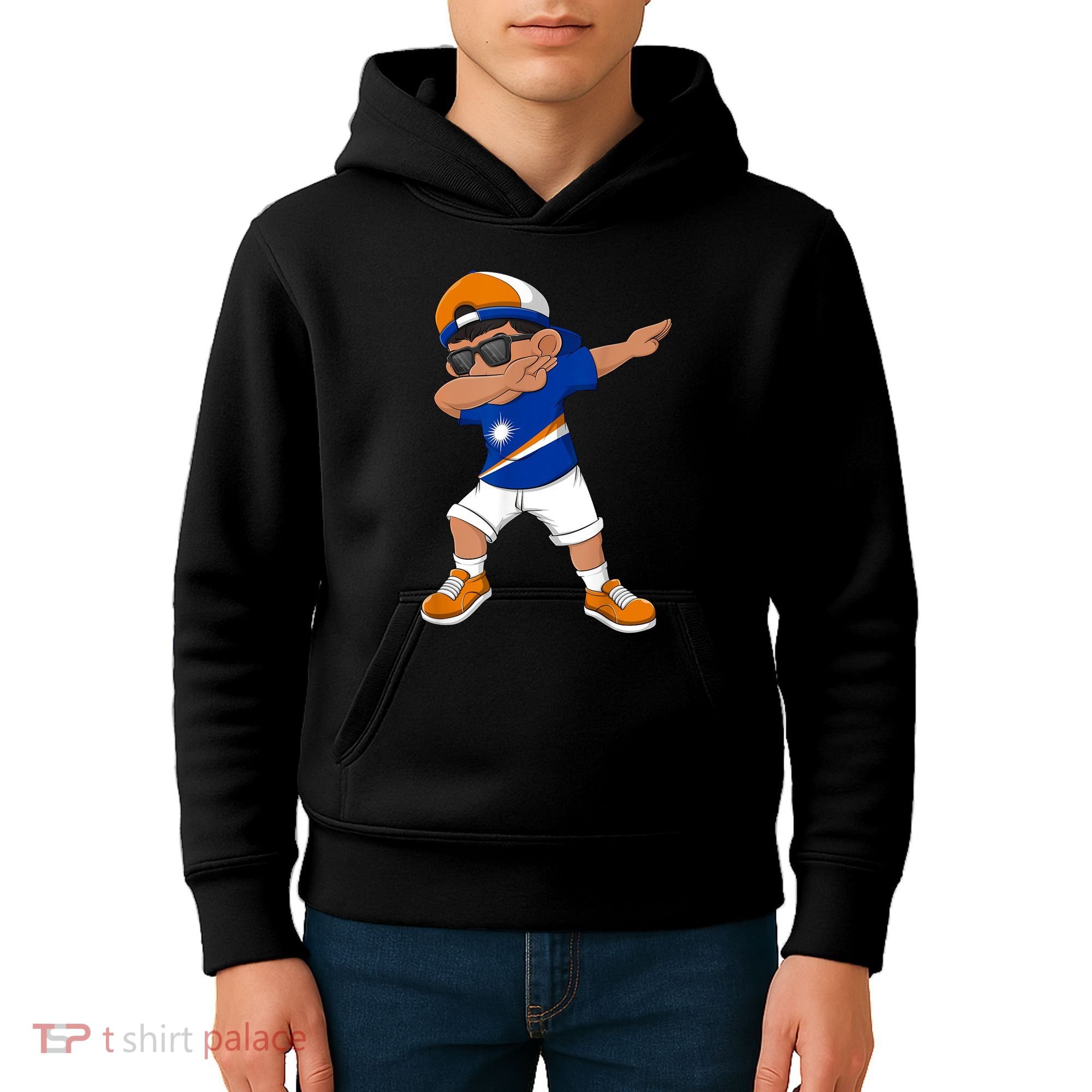 Dabbing Boy Marshall Islands Flag Dab Dance Kids Hoodie