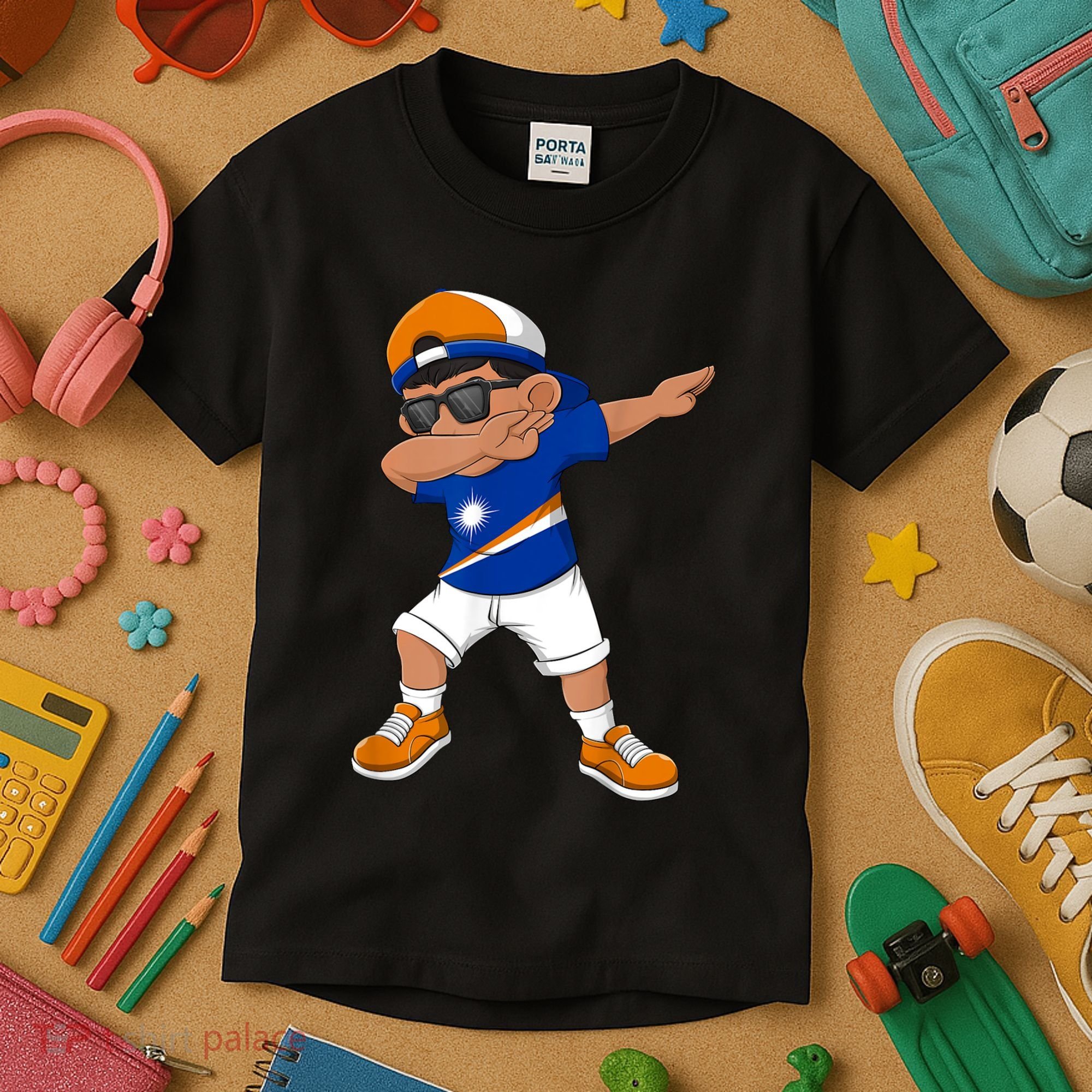 Dabbing Boy Marshall Islands Flag Dab Dance Kids T-Shirt