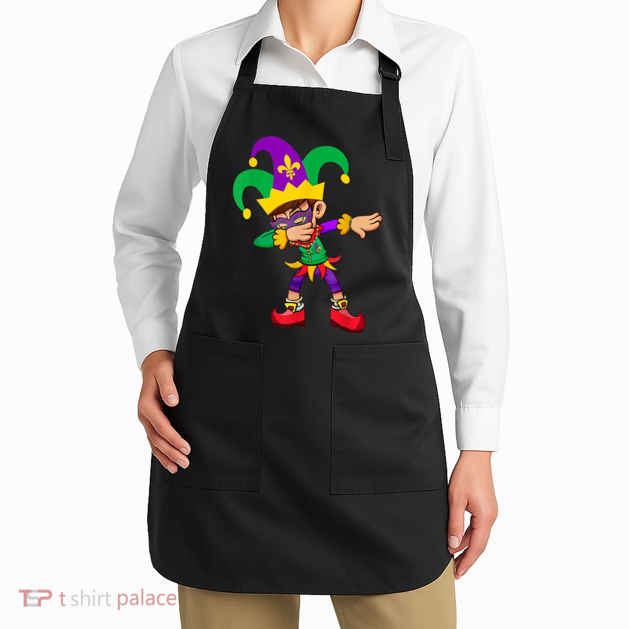 Dabbing Boy Mardi Gras Apron