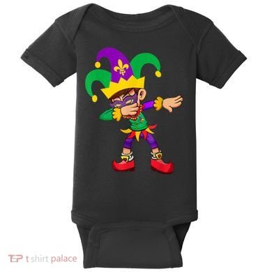 Dabbing Boy Mardi Gras Baby Bodysuit