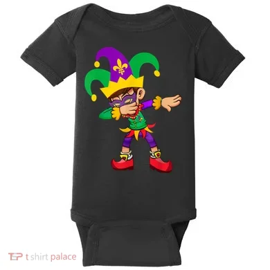 Dabbing Boy Mardi Gras Baby Bodysuit