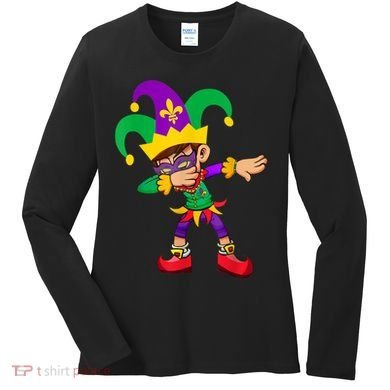 Dabbing Boy Mardi Gras Women's Long Sleeve Shirt