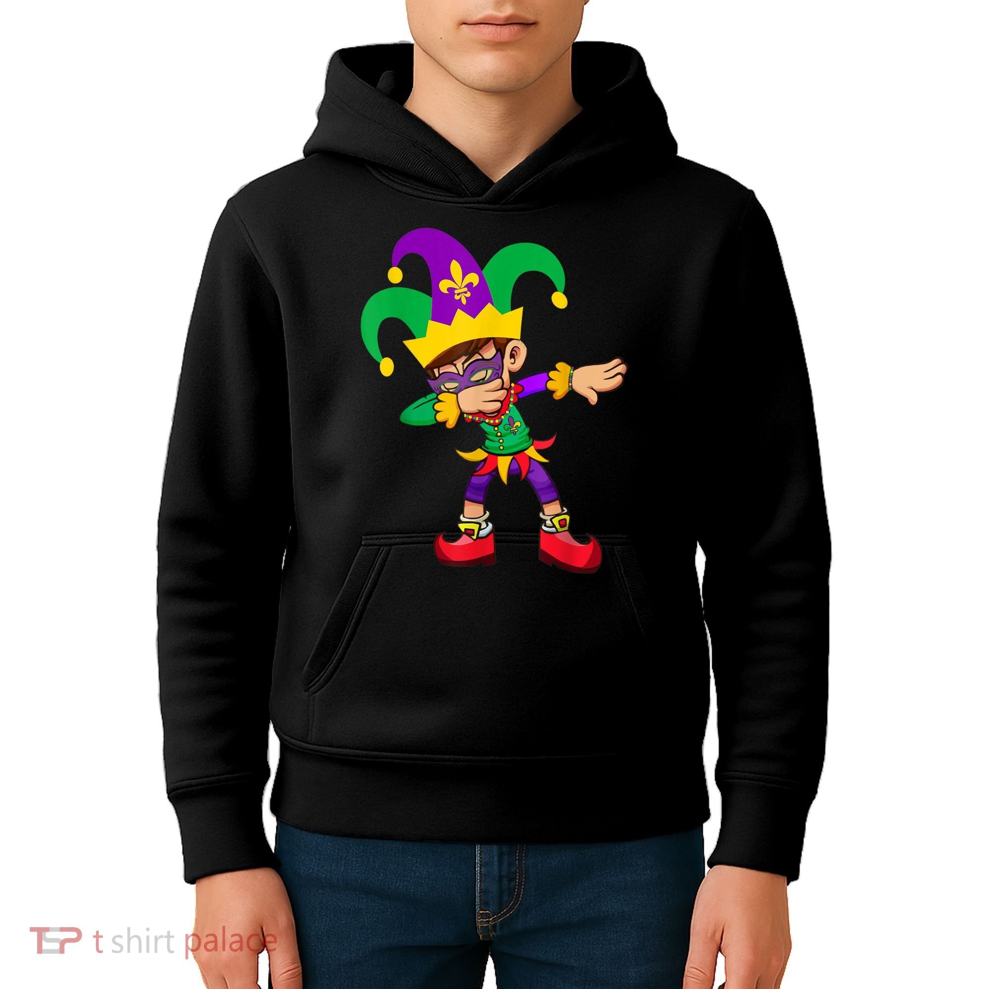 Dabbing Boy Mardi Gras Kids Hoodie