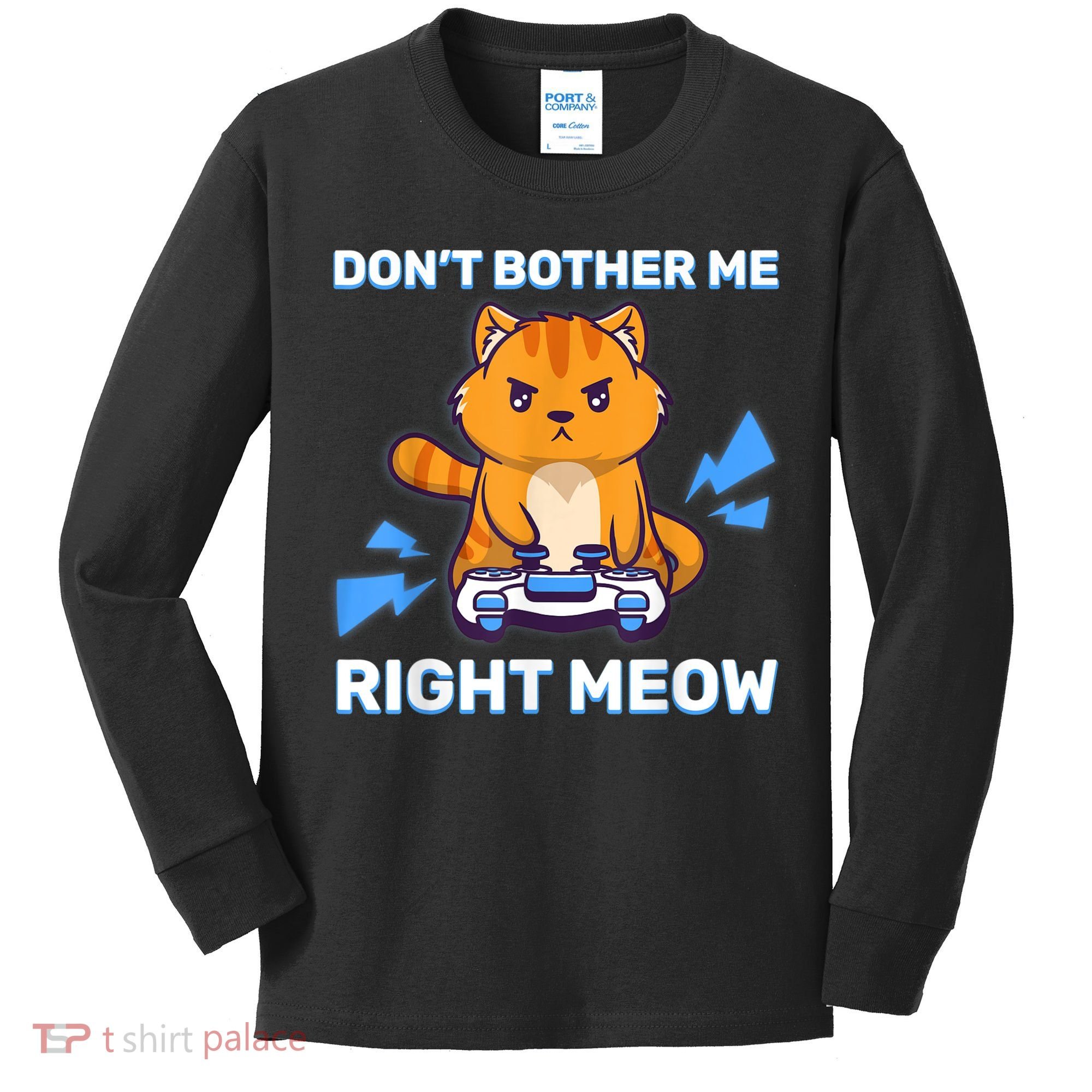 Don't Bother Me Right Meow Gaming Kawaii Gamer Anime Cat Kids Long Sleeve Shirt