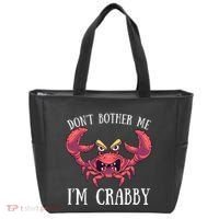 Don't Bother Me I'm Crabby Crab Lover Pun Cranky Tote Bag thumb 0