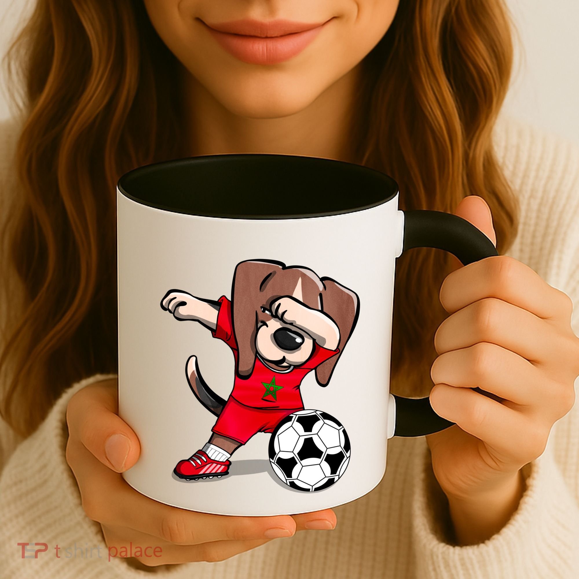 Dabbing Beagle Morocco Soccer Fans Jersey Moroccan Football Gift Coffee Mug