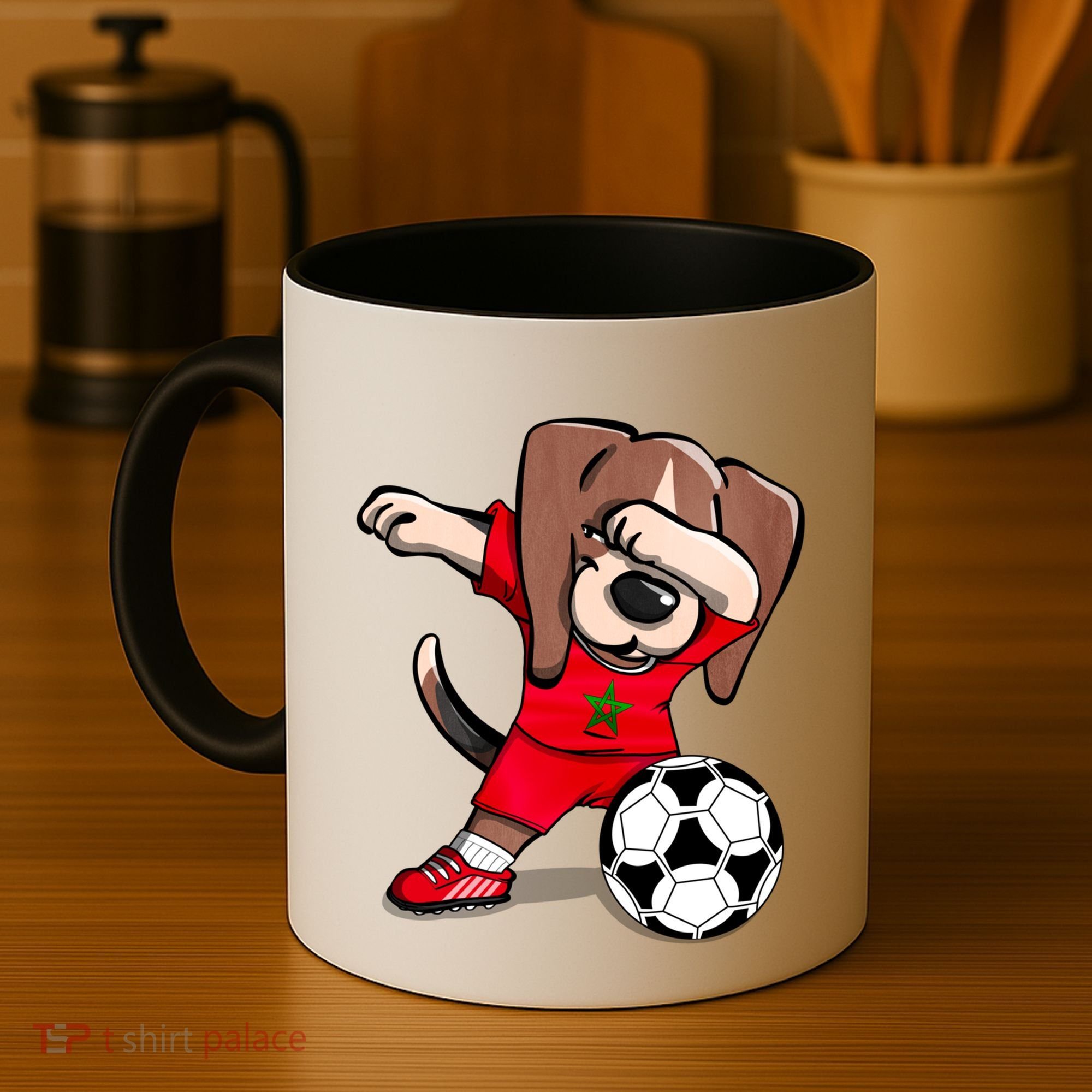 Dabbing Beagle Morocco Soccer Fans Jersey Moroccan Football Gift Coffee Mug