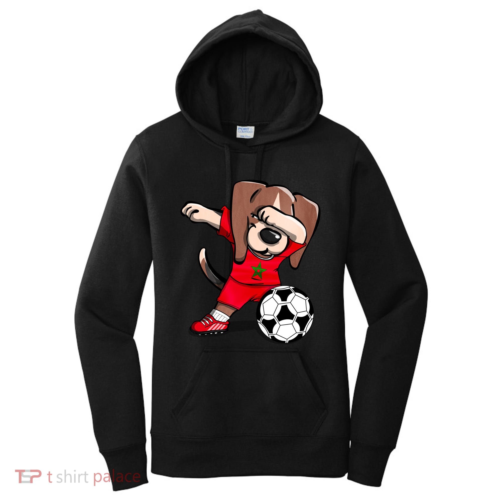 Dabbing Beagle Morocco Soccer Fans Jersey Moroccan Football Gift Women's Hoodie